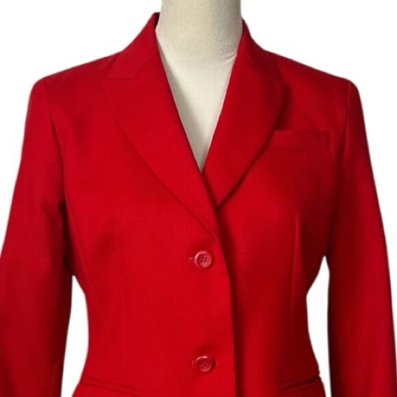 Pendleton Vintage Blazer Wool Peak Lapel Flap Pocket 2 Button Red Women’s Size 6 - Picture 6 of 13